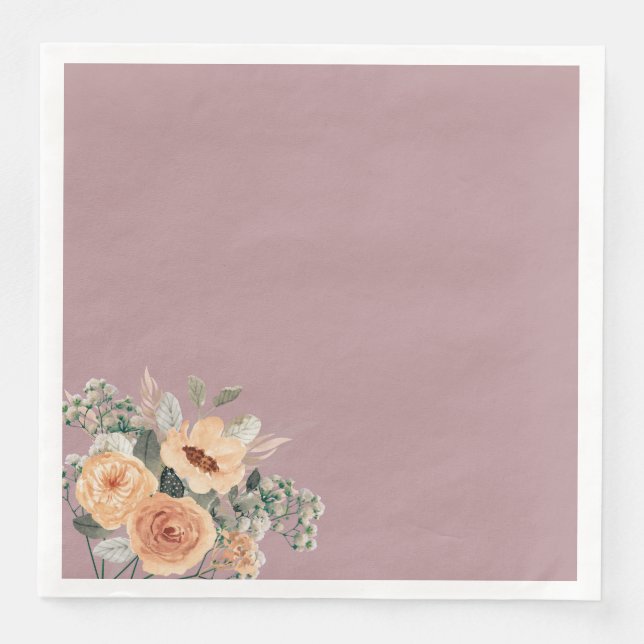 Paper napkins, Elegant floral blush pink Napkin (Front)