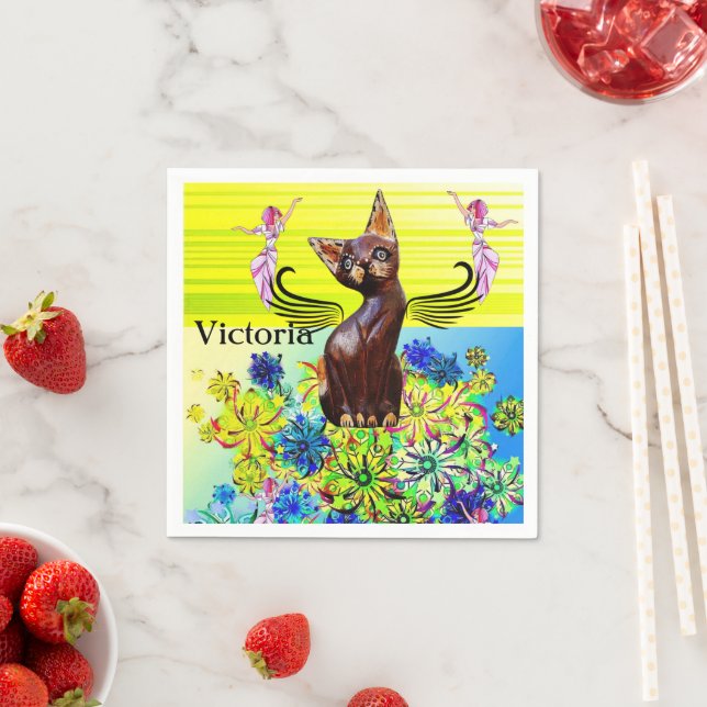 Paper Napkins, Fairy Kitten Floral Napkin (Insitu)