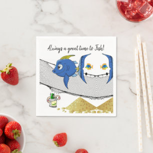 Paper Napkins, Fishing Fish Worms Sand Napkins