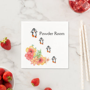 Paper Napkins, Floral Penguin Napkin