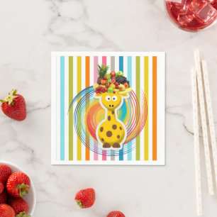 Paper Napkins, Giraffe Stripe Fruit Napkin