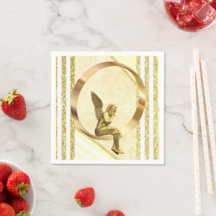 Paper Napkins, Gold Angel Stripe Napkin