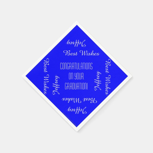Paper Napkins, Graduation Party Names Blue White Napkin (Corner)