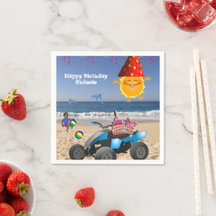 Paper Napkins, Happy Birthday African Boy Beach Napkin