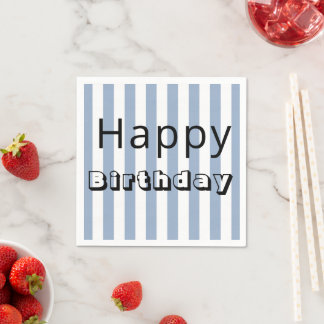 Paper Napkins, Happy Birthday Blue Stripe Napkin