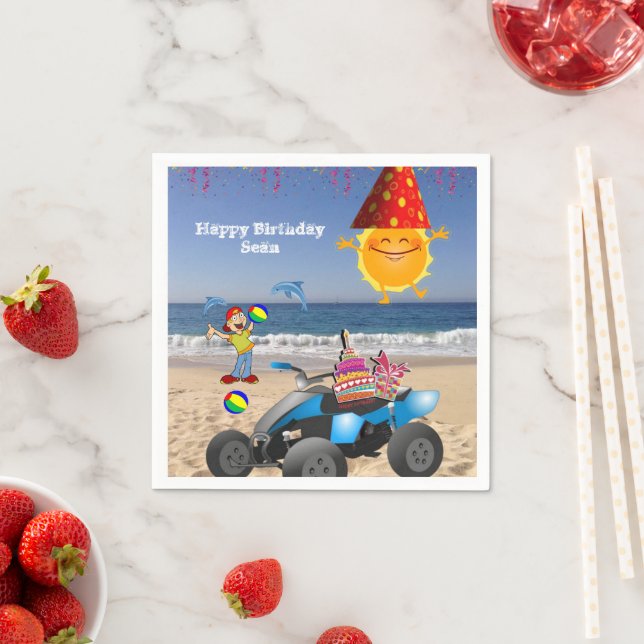 Paper Napkins, Happy Birthday Boy Beach Sun Napkin (Insitu)