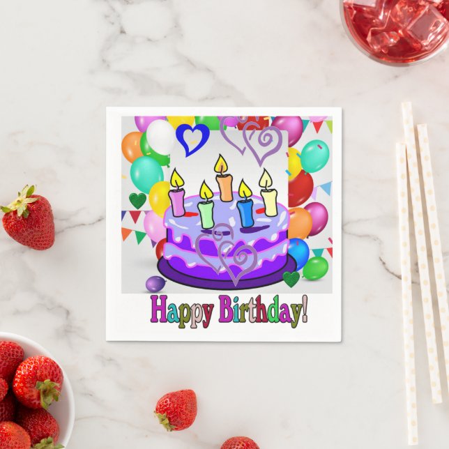 Paper Napkins, Happy Birthday Cake Napkin (Insitu)