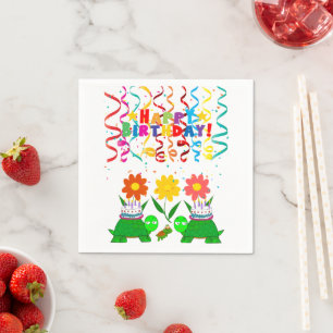 Paper Napkins, Happy Birthday Confetti Turtles Napkin
