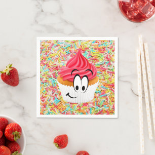 Paper Napkins, Happy Birthday Cupcakes Sprinkles Napkin