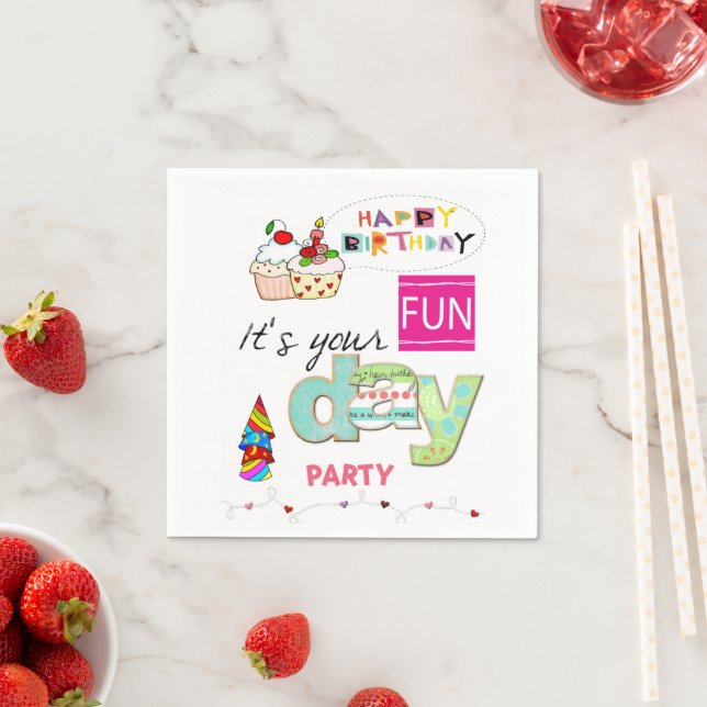 Paper Napkins, Happy Birthday FUN Cupcake Napkin (Insitu)
