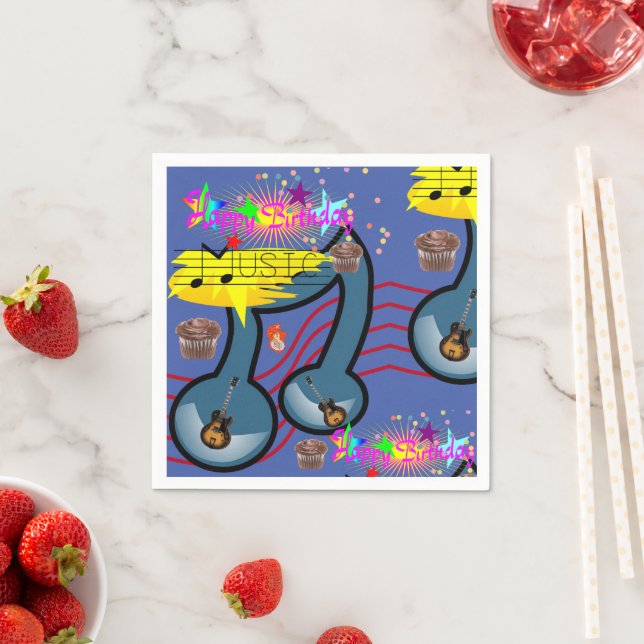Paper Napkins, Happy Birthday Music Guitar Napkin (Insitu)