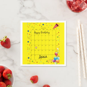 Paper Napkins, Happy Birthday October 2022 Yellow Napkin