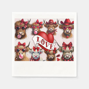 Paper Napkins Happy Valentine's Day Cows