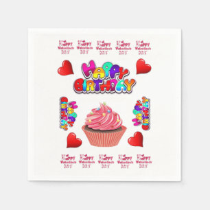 Paper Napkins Happy Valentine's Day Happy Birthday