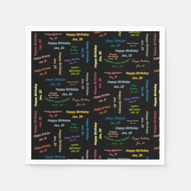 Paper Napkins January, 20 Birthday (Front)