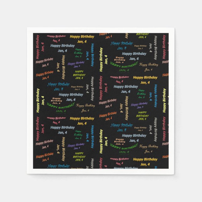 Paper Napkins January, 4 Birthday (Front)