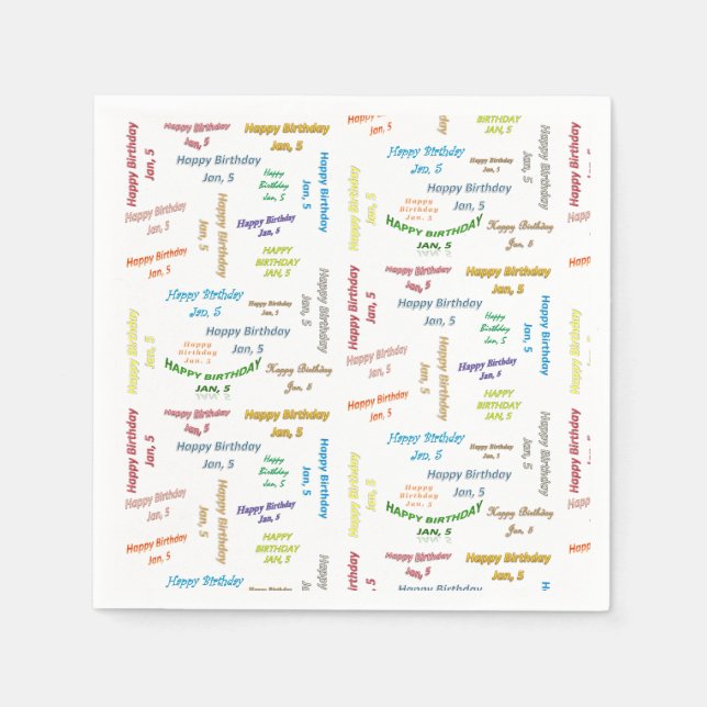 Paper Napkins January, 5 Birthday (Front)