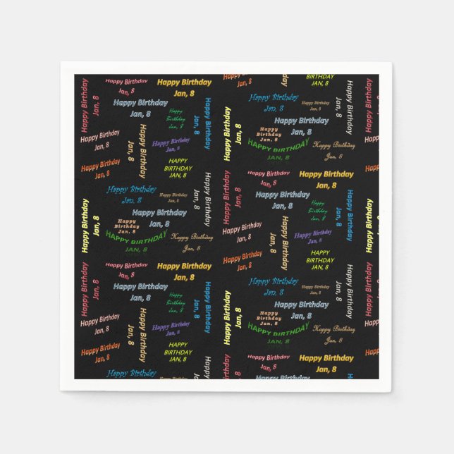 Paper Napkins January, 8 Birthday (Front)