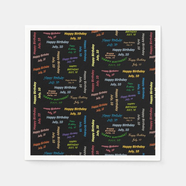 Paper Napkins July, 10 Birthday (Front)