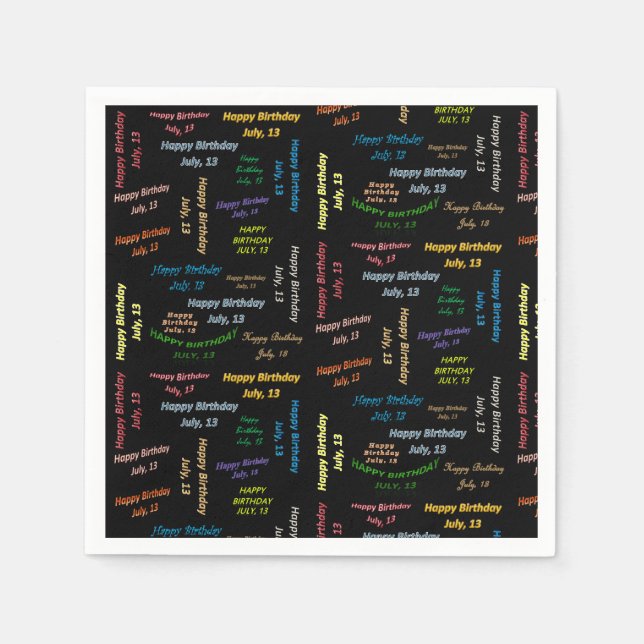 Paper Napkins July, 13 Birthday (Front)