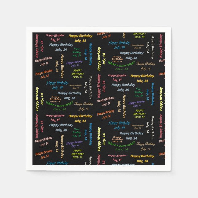 Paper Napkins July, 14 Birthday (Front)