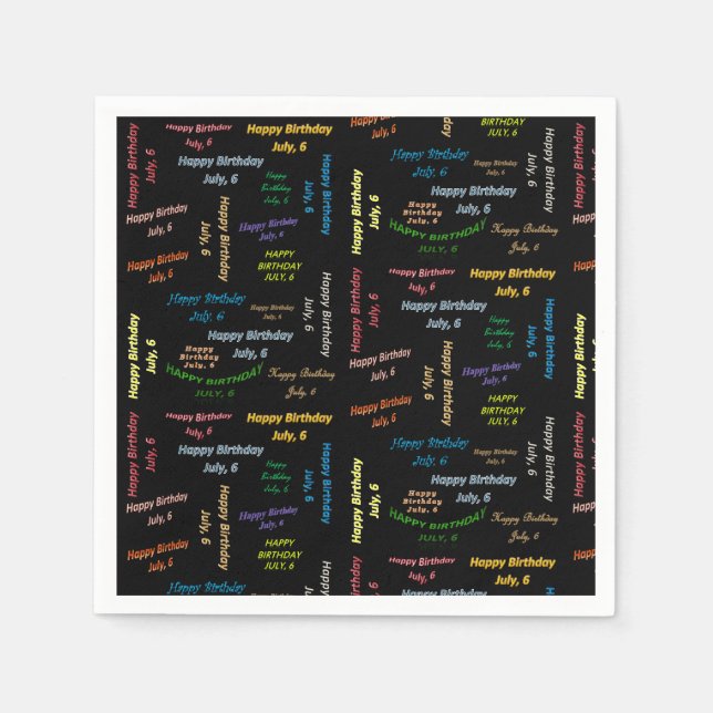 Paper Napkins July, 6 Birthday (Front)