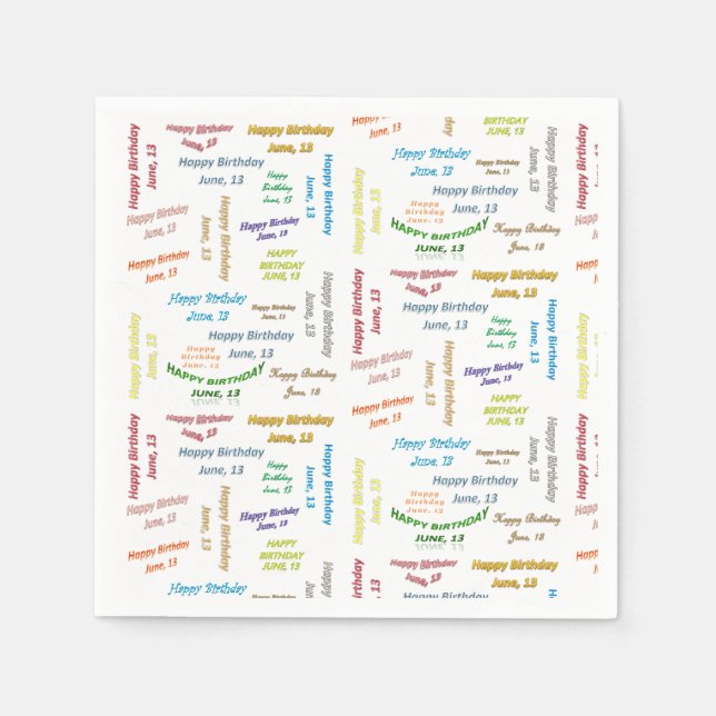 Paper Napkins June, 13 Birthday (Front)