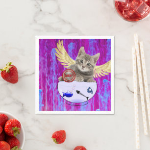 Paper Napkins, Kitten Fish Guilty Wings Napkin