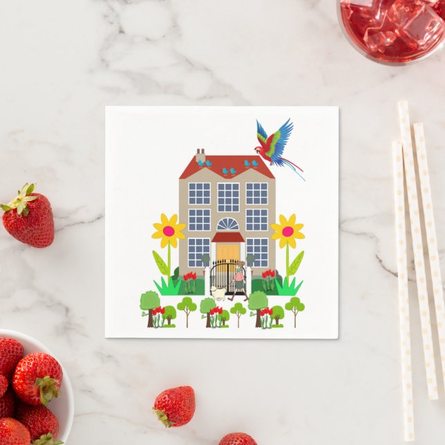 Paper Napkins, Lady Dog Floral Napkins (Insitu)