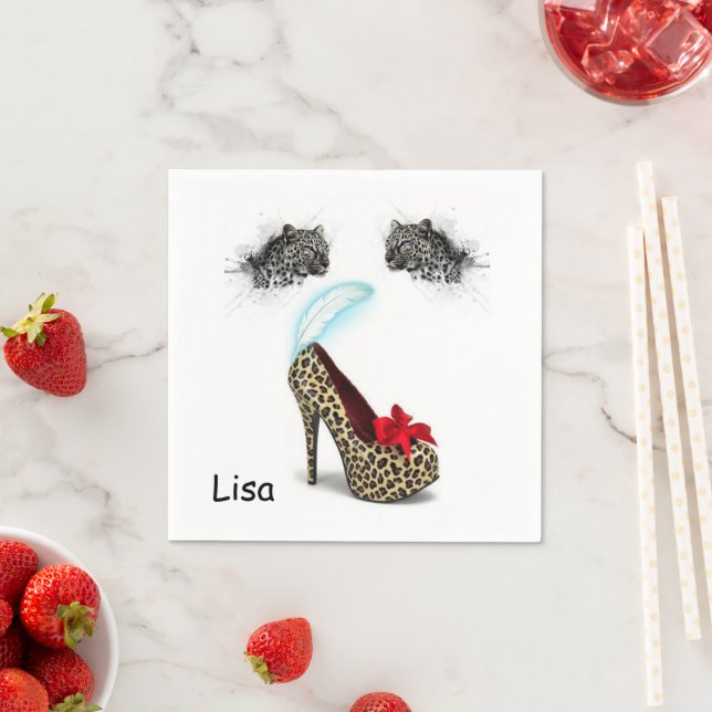 Paper Napkins, Leopard Heels Napkin (Insitu)