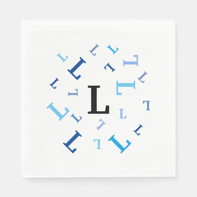 Paper Napkins (lg) - Jumbled Blue Letters (Front)