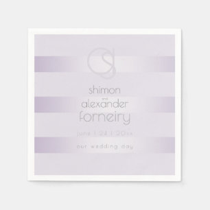 PAPER NAPKINS   Lilac Shimmer Stripes Monogram