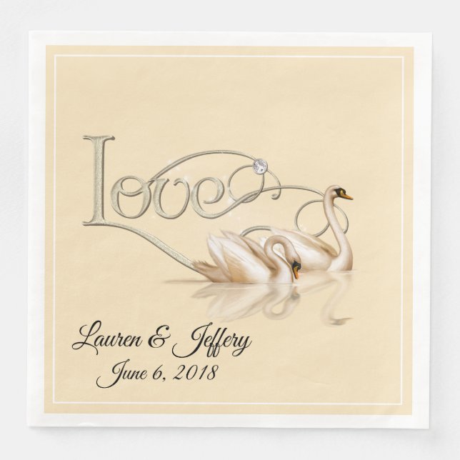 Paper Napkins-Love Swans Napkin (Front)