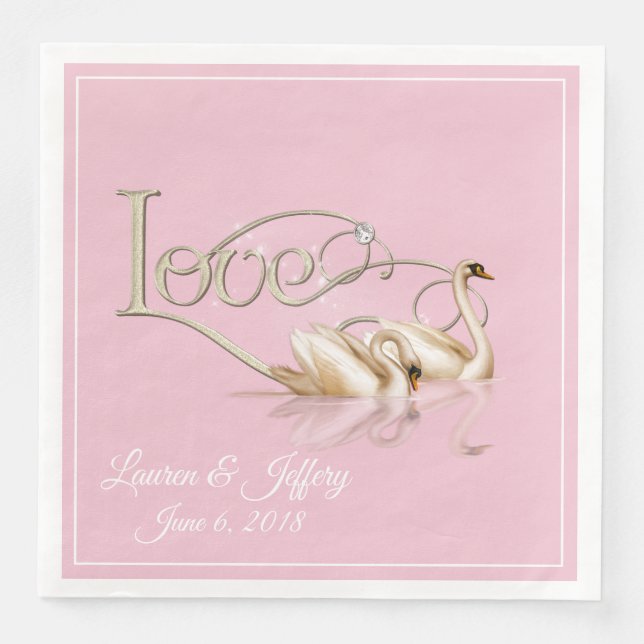 Paper Napkins-Love Swans Napkin (Front)