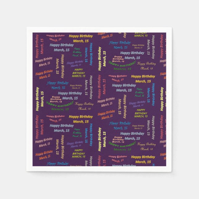Paper Napkins March, 15 Birthday (Front)
