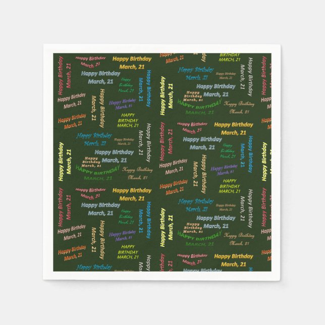 Paper Napkins March, 21 Birthday (Front)