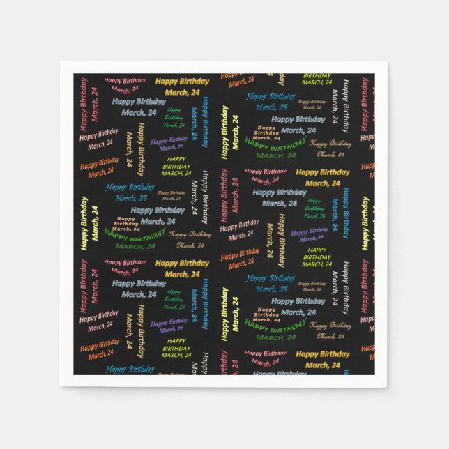 Paper Napkins March, 24 Birthday (Front)