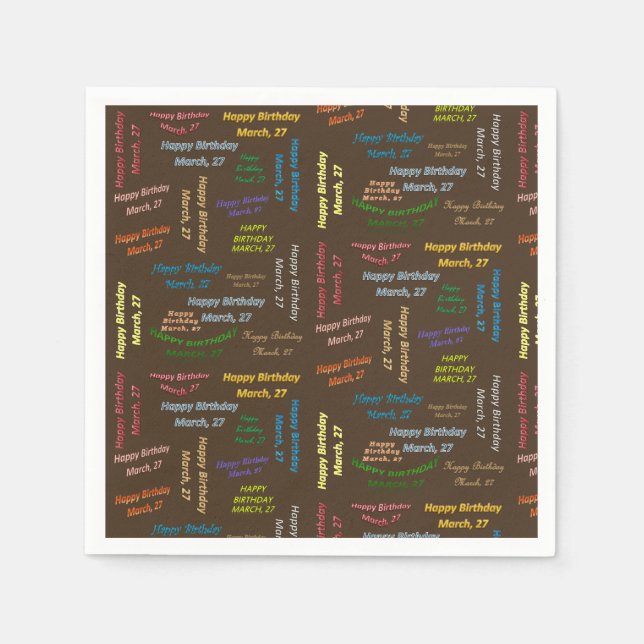 Paper Napkins March, 27 Birthday (Front)