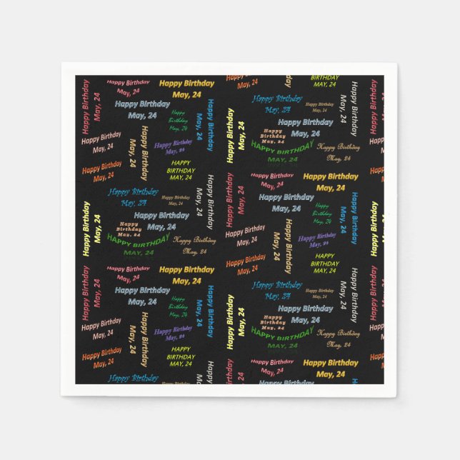 Paper Napkins May, 24 Birthday (Front)