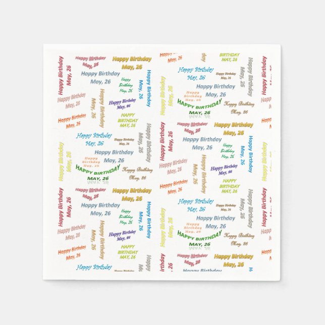 Paper Napkins May, 26 Birthday (Front)