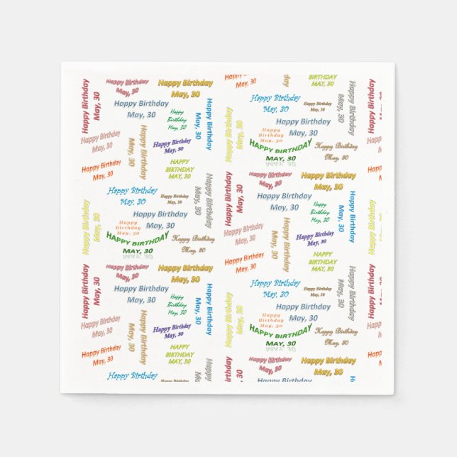 Paper Napkins May, 30 Birthday (Front)