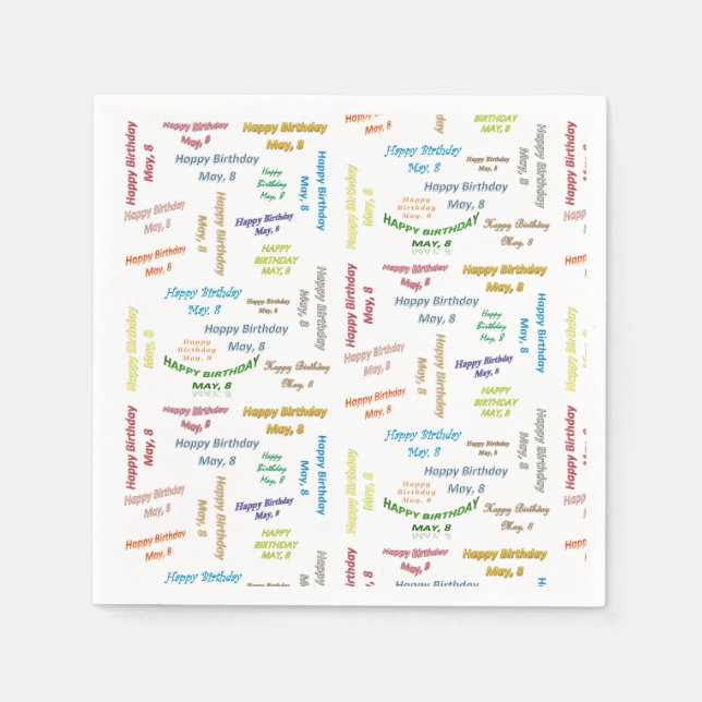 Paper Napkins May, 8 Birthday (Front)