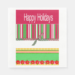 Paper Napkins, Merry Christmas Happy Holidays Napkin