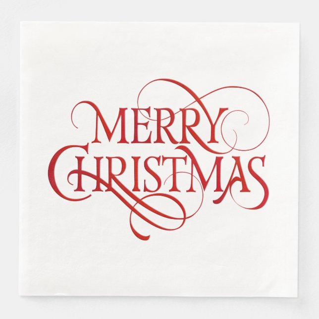 Paper Napkins - Merry Christmas Red (Front)