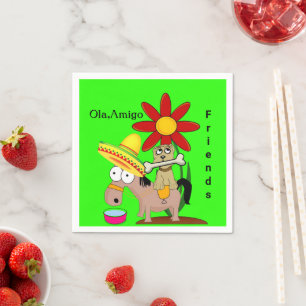 Paper Napkins, Mexican Donkey Dog Floral Napkin