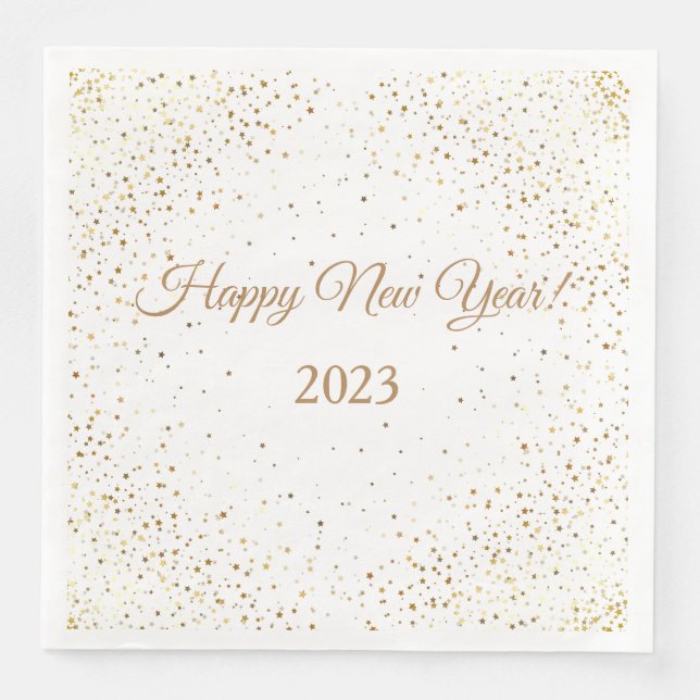 Paper Napkins-New Year-Gold Stars  Napkin (Front)
