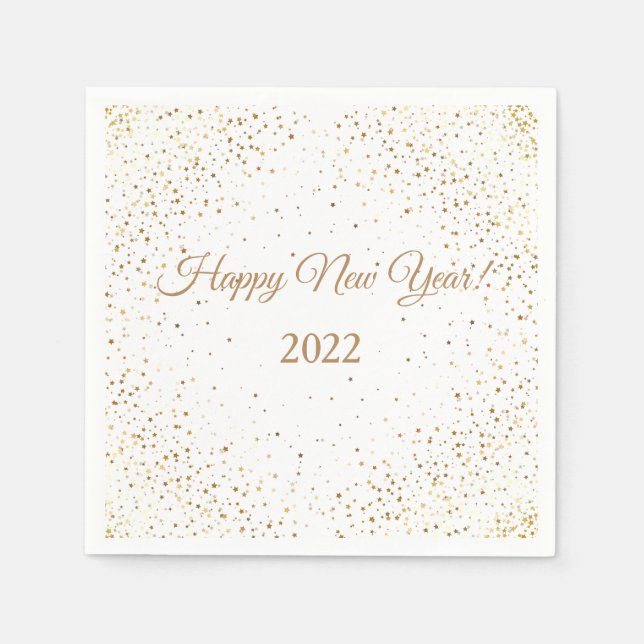 Paper Napkins-New Year-Gold Stars Napkins (Front)