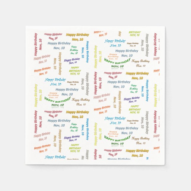 Paper Napkins November, 10 Birthday (Front)