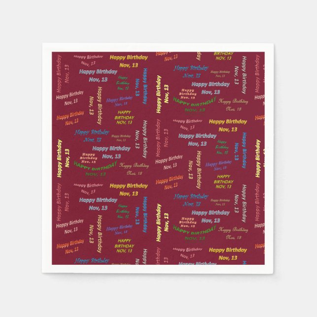 Paper Napkins November, 13 Birthday (Front)