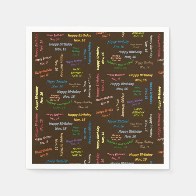 Paper Napkins November, 16 Birthday (Front)